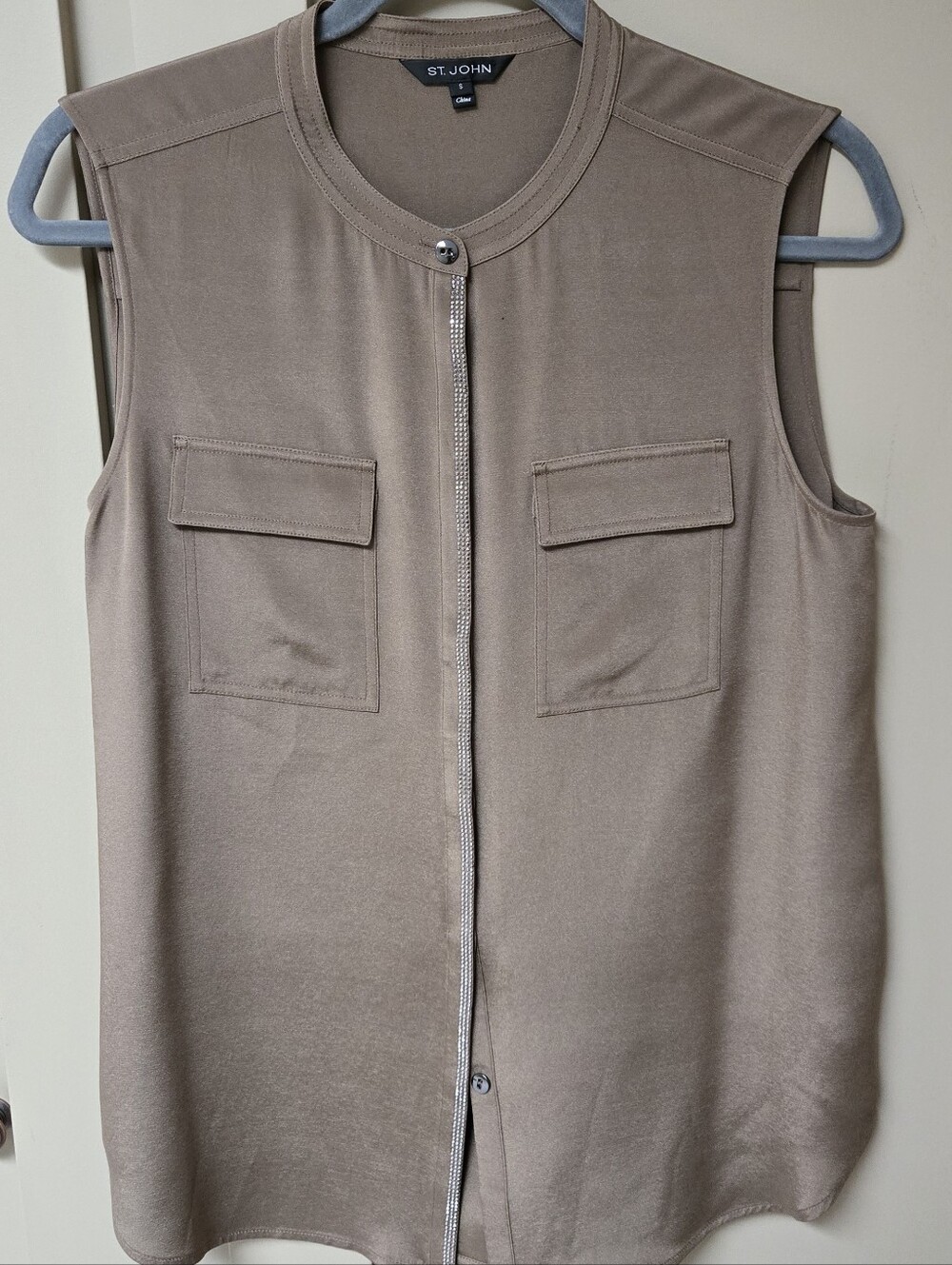 St. John Taupe Silk Top